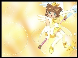skrzydła, kij, dziewczyna, Cardcaptor Sakura, korona